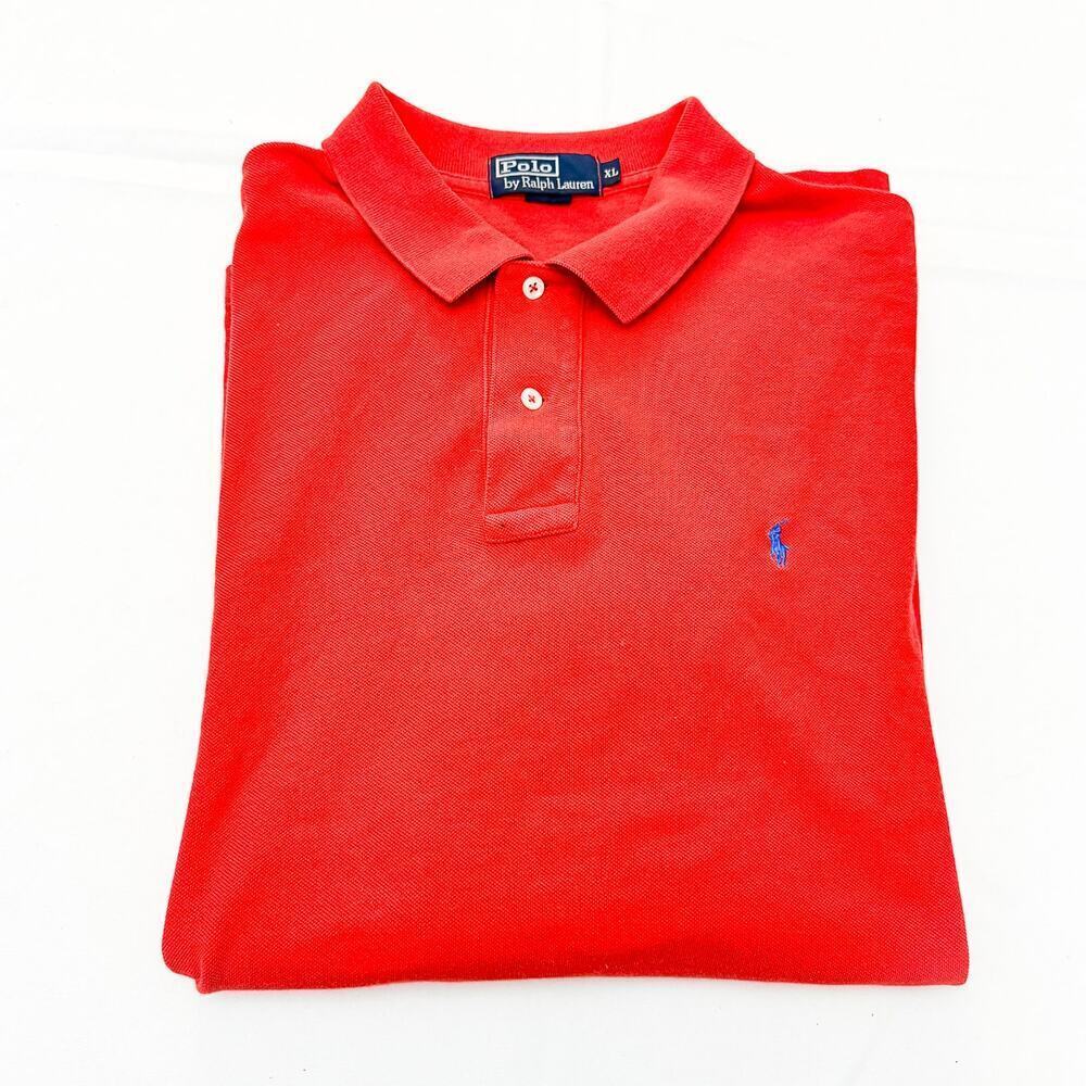 Polo Ralph Lauren Men's Button Up Polo Short Sleeve Orange 100% Cotton Size XL